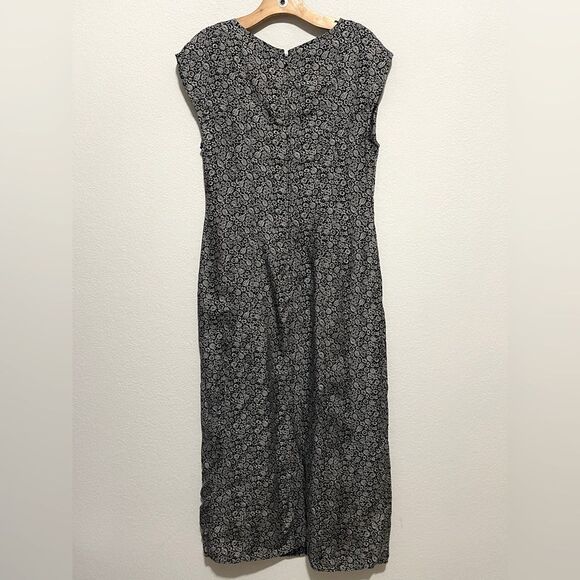 Madewell Cap-Sleeve V-Neck Midi Dress in Floral Cupro-Blend Size 8 in True Black - Picture 13 of 13